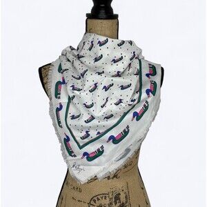 80s Vtg Sidneys Sitting Duck 32" Scarf Hong Kong Novelty Bird Print Mod Pop Art